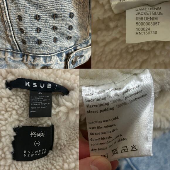 Ksubi x Barneys New York Denim Sherpa Lined Jacket – Women’s XS - Picture 7 of 7